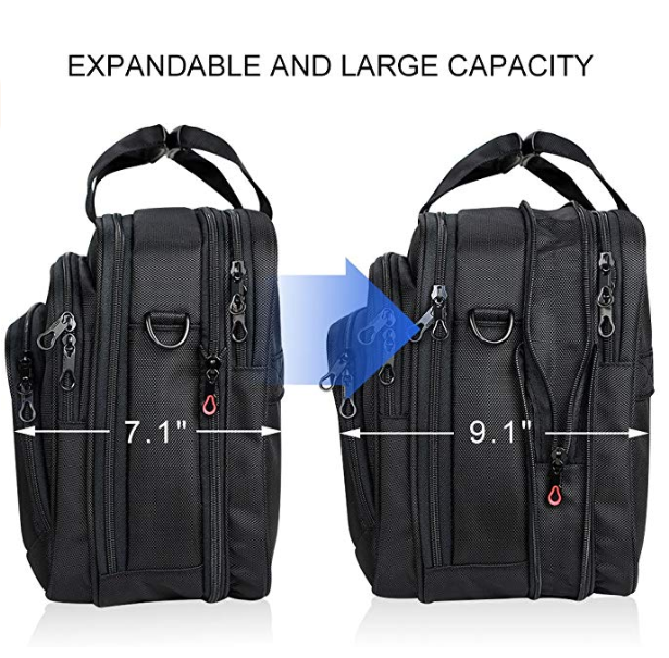 Water-Repellent Expandable Computer Bag for 17'' Laptop bag with Shoulder Strap