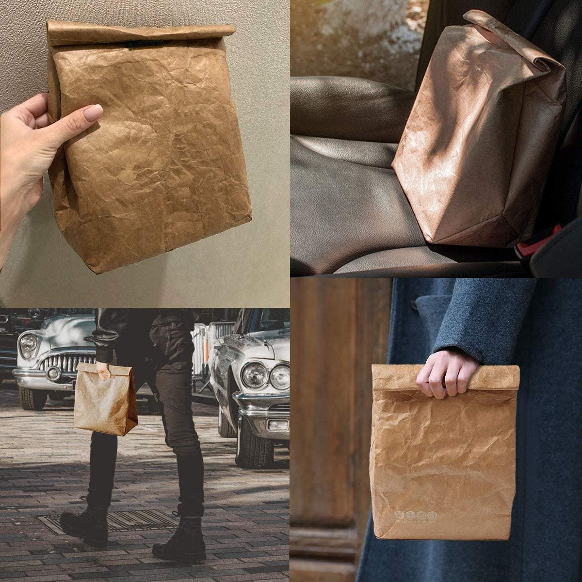 Eco Lunch Bag, Tyvek Lunch Box for Women Man, Reusable Freezable Brown Paper Snack bags for Work Picnic School